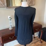 Clover + Scout Boutique dress charcoal lace up shift Embroidered Photo 6