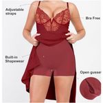 Popilush Shapewear Bodycon Sculpting Slit Lace Midi Maxi Dress Sz S NWT‎ Red Photo 1