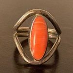 Vintage Pink Coral Taxco Mexico Sterling Silver Ring | 10 Orange Photo 0