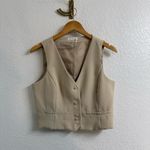 Avec Les Filles  Button-up Crop Vest In Cream Size M Photo 1