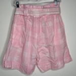 Solid & Striped Paperbag-Waist Plad Linen Shorts Women Pink Small Photo 12