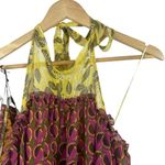 ZARA NWT Printed Chiffon Open Back Halter Top in Pink/Orange Size L Photo 5