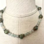 Agate and porcelain gold plated necklace and earrings set Photo 7