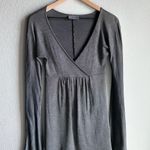 Michael Stars Gray The Original Tee V-neck Babydoll Long Sleeve Top Photo 0