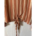 Krazy Kat  Women Medium Top Blouse Long Sleeve Bell Stripe V-Neck Adult Fit‎ Photo 3