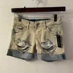 ZC0 Thrashed Bleach Destroy Roll Jean Shorts 0 Grunge Festival Y2K Punk Rocker Blue Photo 0