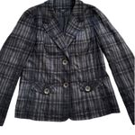 Tribal Blazer Jacket Black Gray Metallic Textured Button Front Pockets Size 10 Photo 7