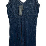 Jkara Embellished Beaded Cocktail Dress 14 Glam Evening Formal Holiday Party Blue Photo 0