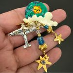 Rare Vintage Lunch at The Ritz WORLD TRAVELER Globe Airplane Cloud Earrings 18g. Green Photo 13