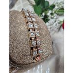 Rhinestone Embellished Floral Clutch Gold Photo 10
