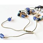 Vintage Boho Necklace Adjustable Beaded Cord Bohemian Retro Festival Hippie Blue Photo 1