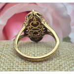 Karis STS Gold Tone Cocktail Ring Pink Center Large Size 11.5 Open Works Purple Photo 3
