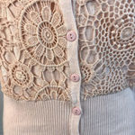 Blu Moon Soft Pink Long Sleeve Lace Overlay Silk Blend Sweater Size Small Photo 5