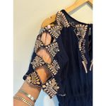 Alya  womens blue romper size M embroidered short sleeves cut outs Photo 4