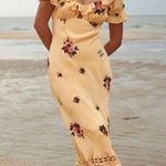 Free People BALI Santa Cruz Ruffle Dress Golden Sands Yellow Maxi Dress Size XS Photo 0