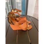Rebecca Minkoff  Stella Leather Wedge Shoes 8.5 Orange / Gold Photo 11