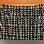 Loft  Navy Blue Wool Blend Houndstooth Tweed Zip Pocket Mini‎ Skirt Size 0 Photo 3