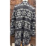 Design History  L Cardigan Sweater Black Open Front Knit Soft Duster Geometric Photo 5