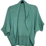 ZARA Slouchy Short Sleeves Knit Cotton Short Cardigan Sweater Open Front M Teal Photo 8