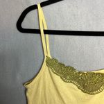 Free People  Vintage Ribbed Lace Trim Y2K Cami Tank Top Size M Light Yellow Photo 1