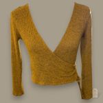 Timing  Mustard Ribbed Wrap Deep V Sweater Top Medium Photo 0