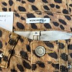 We Wore What Stiletto Slit Skinny Jeans in Cheetah Brown Photo 3