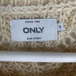 ONLY Our Story Size S Sweater Beige Scoop Neck Long Sleeve Open Knit Women's Tan Photo 2