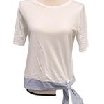 Talbots  White Short sleeve Stripe Tie-Waist Prima Cotton T-Shirt Size SP NWOT Photo 4