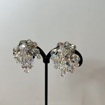 Vintage Laguna clip on earrings faceted clear aurora borealis cascading crystals Photo 7