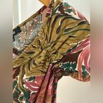 Madewell Shirred Cap-Sleeve Top in Brushstroke Monstera Dark Coffee Small Photo 7