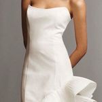 BHLDN  Anthropologie Bridal Flamenco-Hem Asymmetrical Midi Dress White Sz S Photo 0
