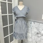 Rails  Tara Pinstripe Midi Cinch Waist Blue White Echo Stripe Dress Small Photo 1
