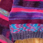 purple pink blue striped long sleeve knit cropped sweater Size M Photo 2