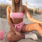 Florakini Pink Embellished Heart Tie Front Bikini Bottom Sz S NWOT Photo 2