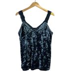 Entro  Crushed Velvet Lace Camisole Top Womens L Blue Green Goth Glam Coquette Photo 2