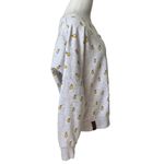 Naketano  Sz Med‎ Sweatshirt Lemon Pattern Pullover Stretch Cream Scoop Neck Gray Photo 3
