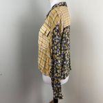 ZARA  Mixed Print Floral Plaid Button Down Crop Long Sleeve Blouse Top Large Photo 6