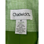 Chadwick's Chadwick’s Women’s Green Linen Blend Herringbone Blazer Jacket | Size 4P | Photo 7