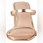 NWT THE DROP Women's Avery Square Toe Two Strap High Heeled Sandal Size 9 Gold Photo 2