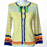 Colorful Striped Sweater Cardigan Yellow Photo 0