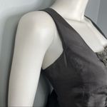 Eileen Fisher Silk Habutai Beaded Floating Squares Grey Luxe Tunic Tank Size M Photo 2