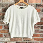 J.Crew White Puff Sleeve Short Sleeve Sweatshirt Top, M Photo 0