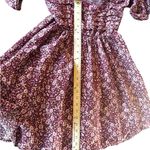 Lila Rose Juniors’ Lily Rose Pleated Bodice Skate Dress XS Wine Floral Puff Sleeve Peasant Photo 7