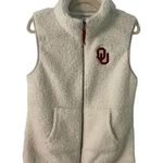 Captivating OU Sherpa Vest Size Large Cream Sooners Football Fall Warm Fuzzy Photo 0