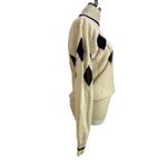 Liz Sport Vintage  Wool Sweater Ivory Argyle Turtleneck Photo 4
