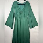 Essential Flair Bell Sleeve Romantic Emerald Green Peasant Dress Size Medium Photo 4