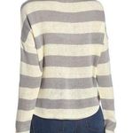 Socialite New  Striped Dolman Sleeve Mock Neck Sweater Grey Ivory Photo 1