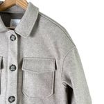 Avec Les Filles  Button Front Boyfriend‎ Shacket in Beige Oat Melange, Size Small Photo 4