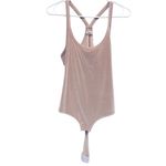 Madewell  Velvet Racerback Rose Tan Bodysuit Scoop Neck Thong Top Womens Medium Photo 5