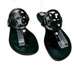 Tory Burch Perfect Black Matte Leather Miller Logo Sandals Size 7.5 Photo 0